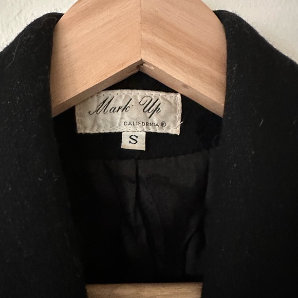 Vintage 80s blue & black cropped wool coat women’s small - Picture 4 of 5